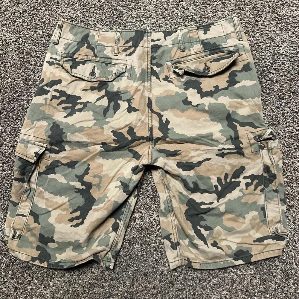 Vintage Levi's Strauss Cargo Shorts Men 32 Camouflage Brown Green‎ 33x10